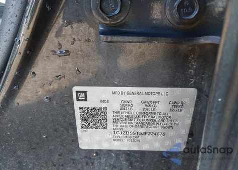 2018 Chevrolet Malibu 1Ls z USA, uszkodzony, nr VIN 1G1ZB5ST5JF224670